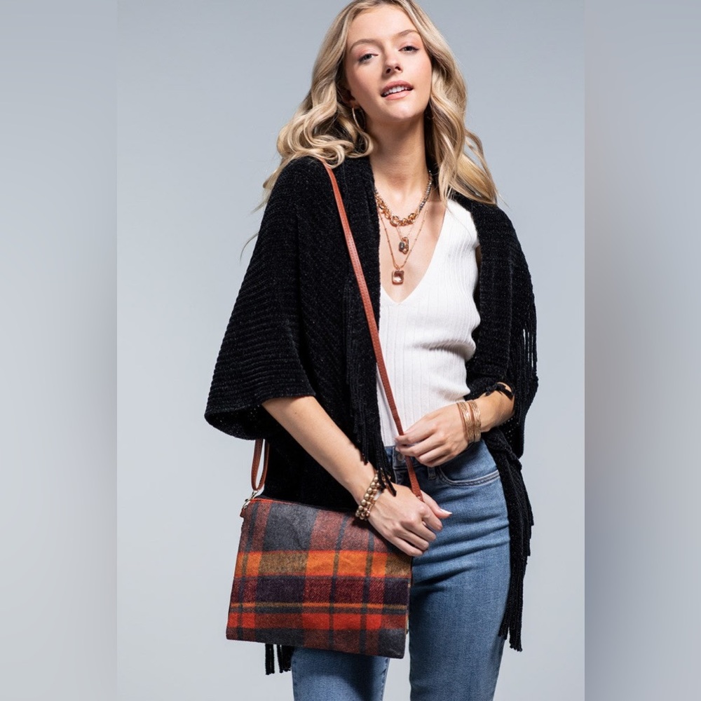 Rust Plaid Crossbody Bag - Picture 8 of 12
